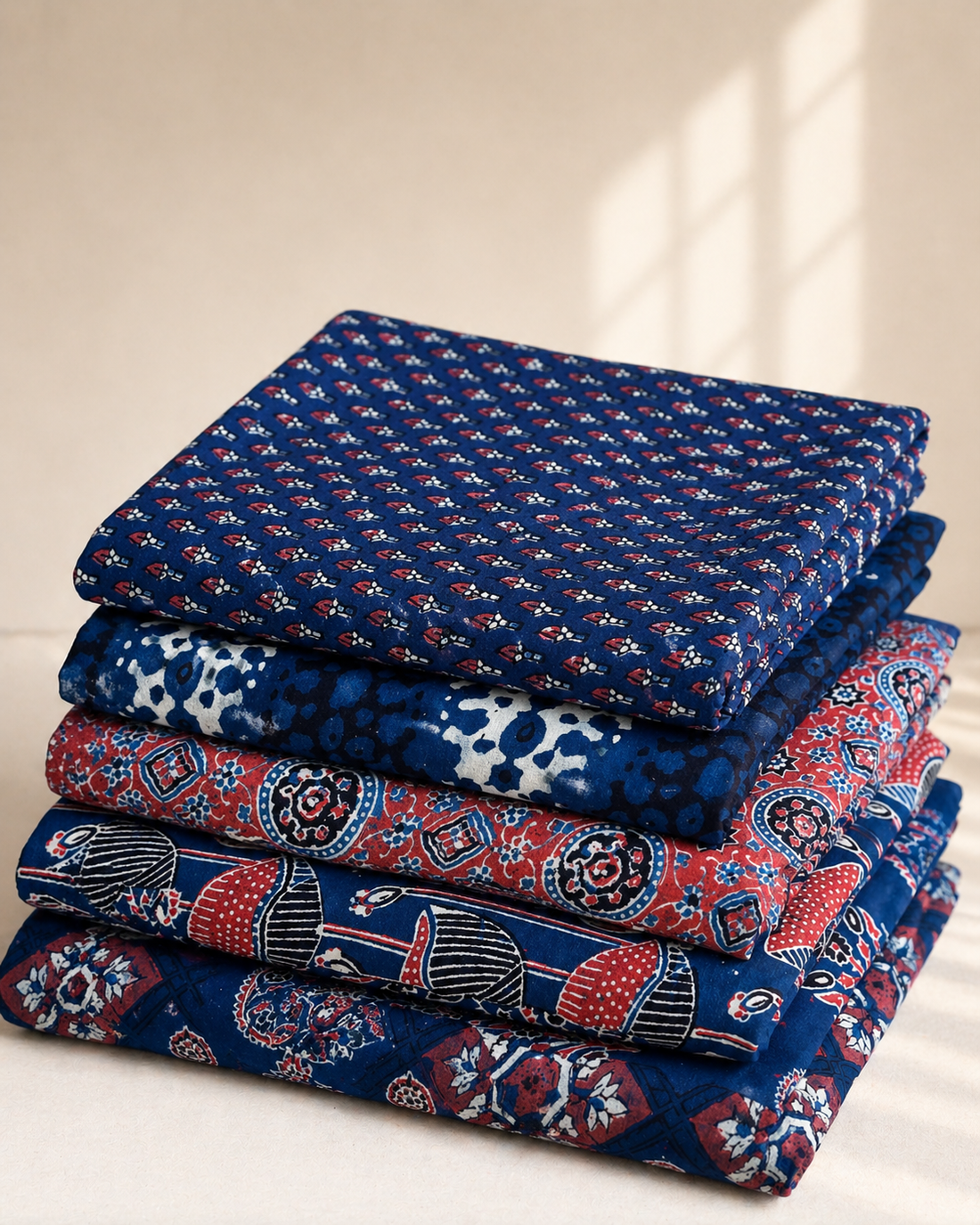 Indigo Ajrakh Print Fabric: Timeless Handcrafted Cotton for Ethnic Fashion