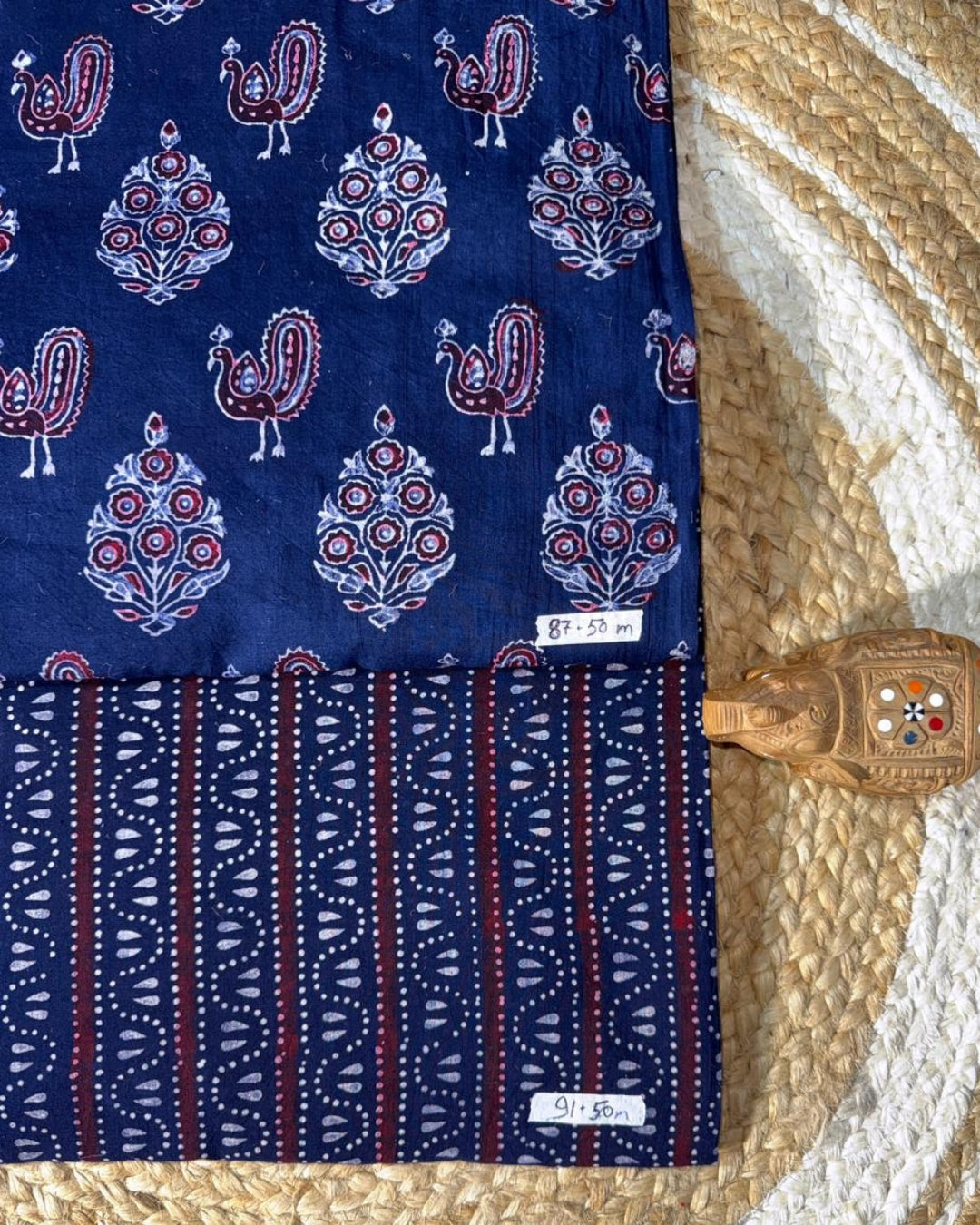 Indigo Peacock Cotton Fabric