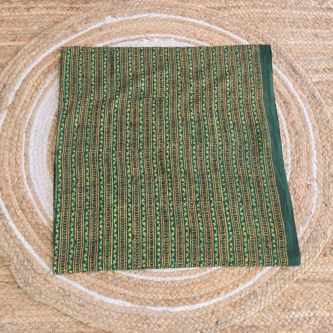 Green Stripe Mul Cotton Fabric