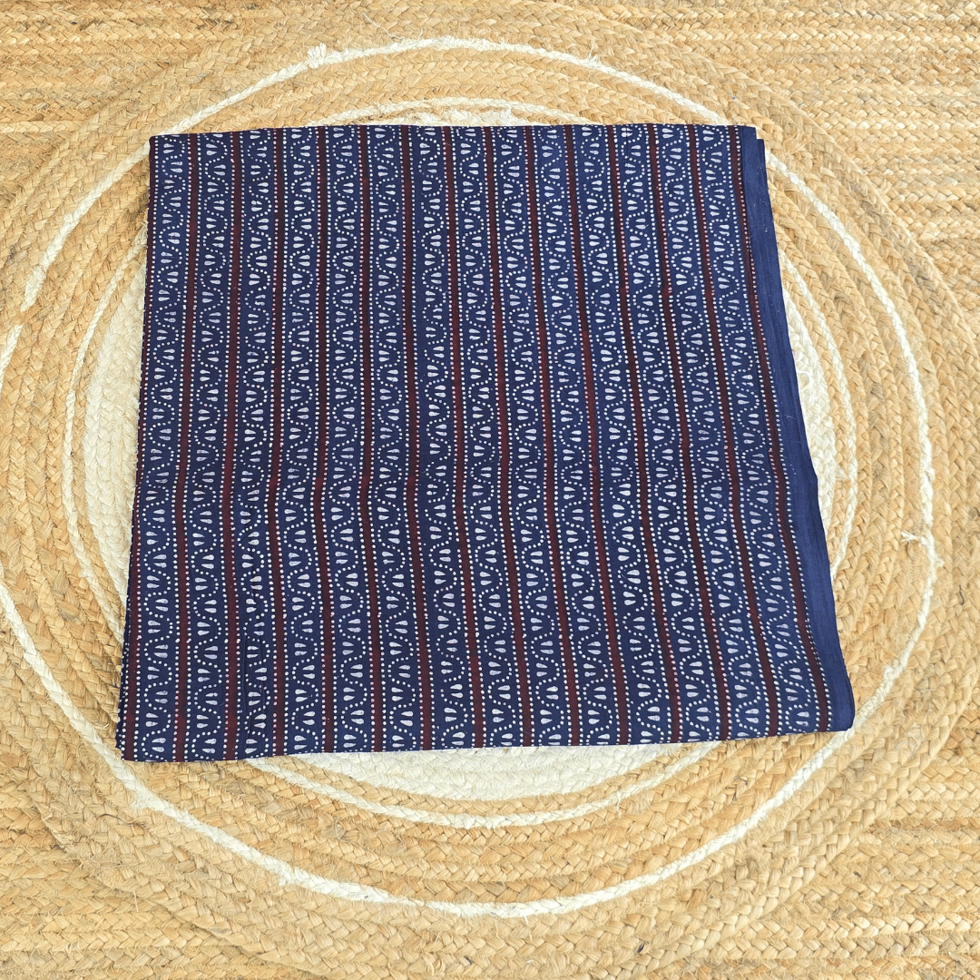 Indigo Striped Mul Cotton Fabric
