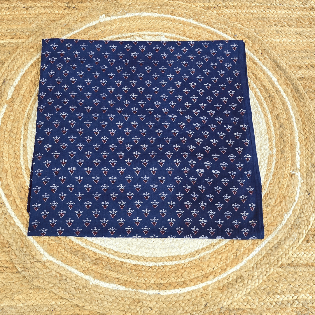 Indigo Buti Mul Cotton Fabric