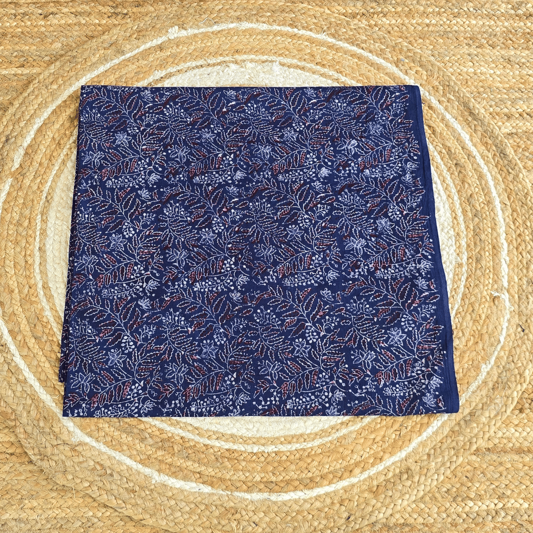Indigo Floral Mul Cotton Fabric