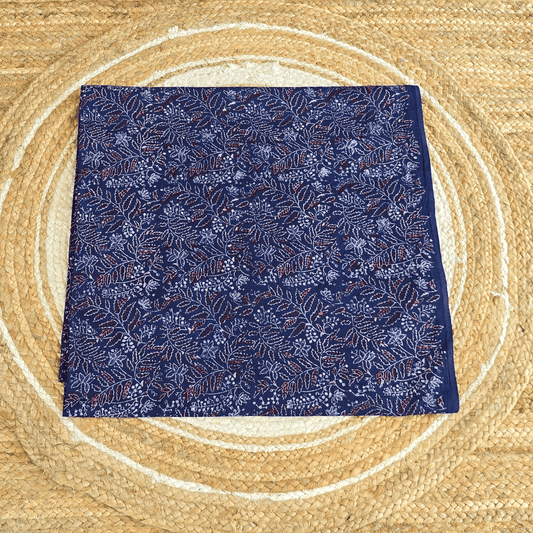 Indigo Floral Mul Cotton Fabric