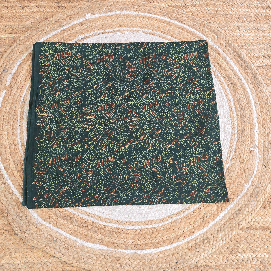 Green Floral Mul Cotton Fabric