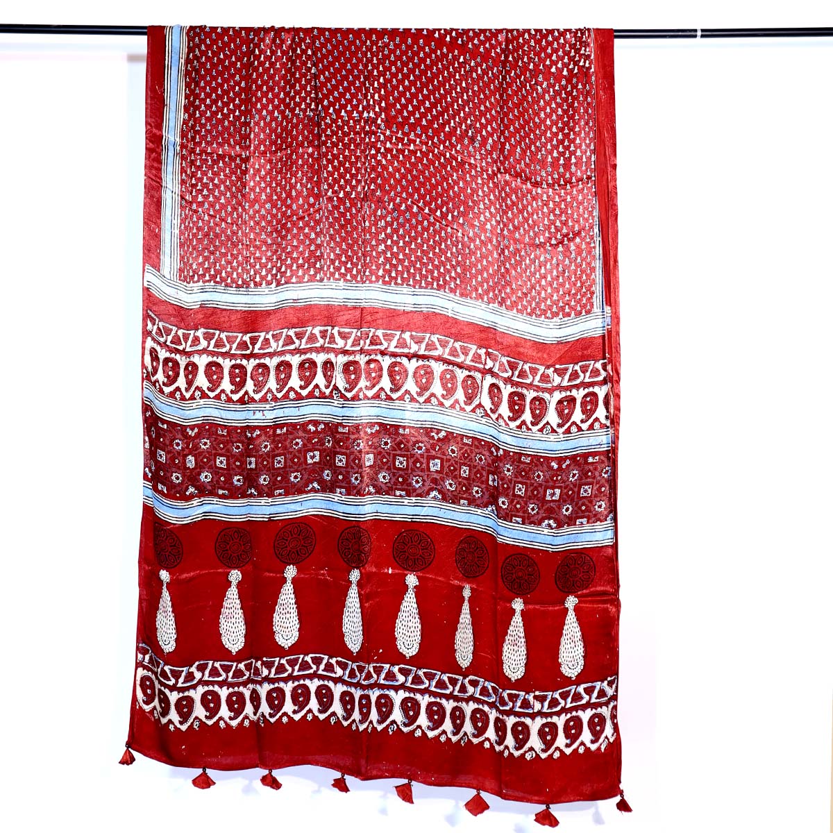 Paisley Border Deep Red Dupatta