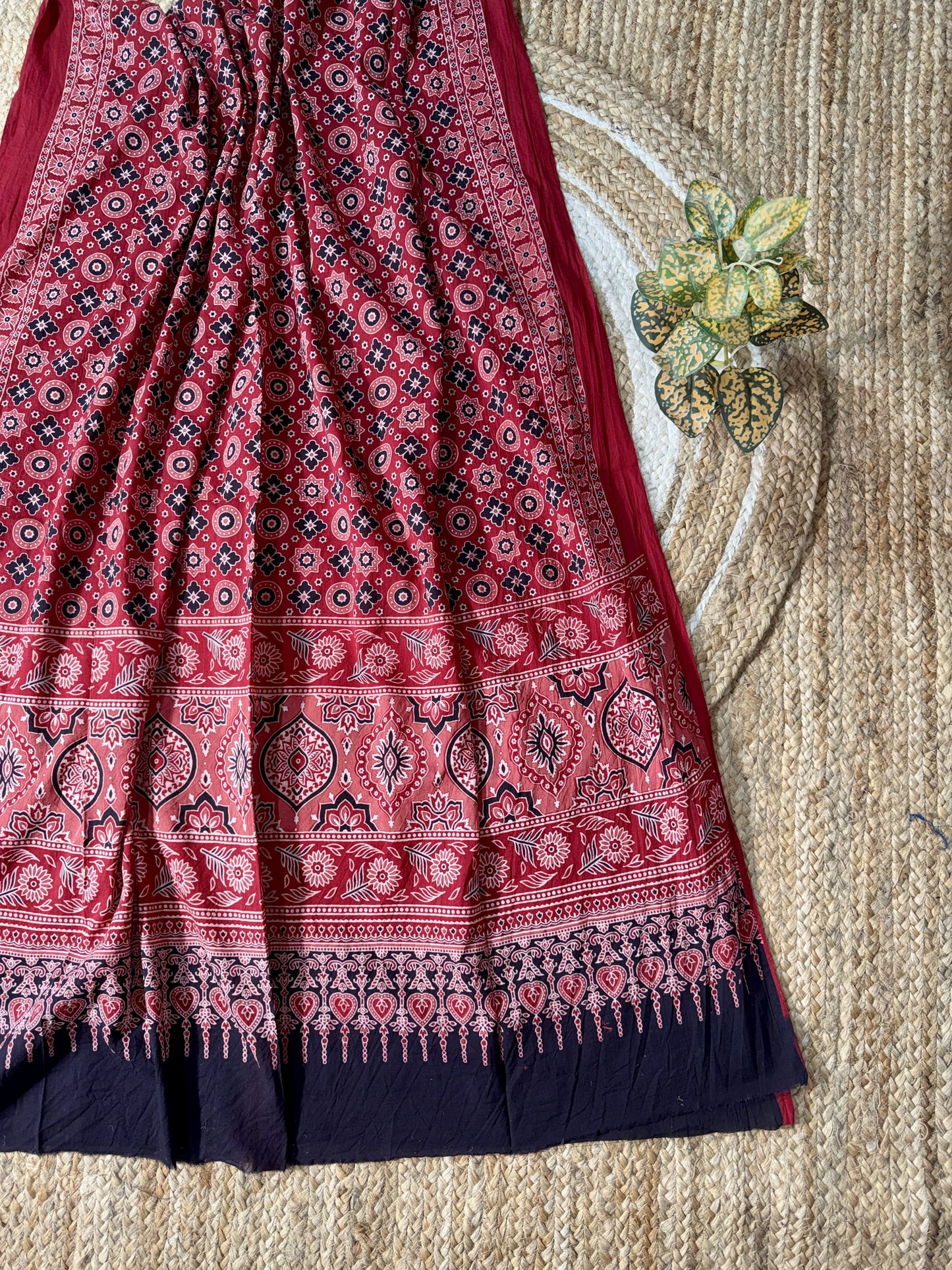 Royal Maroon Floral Mul Cotton Dupatta