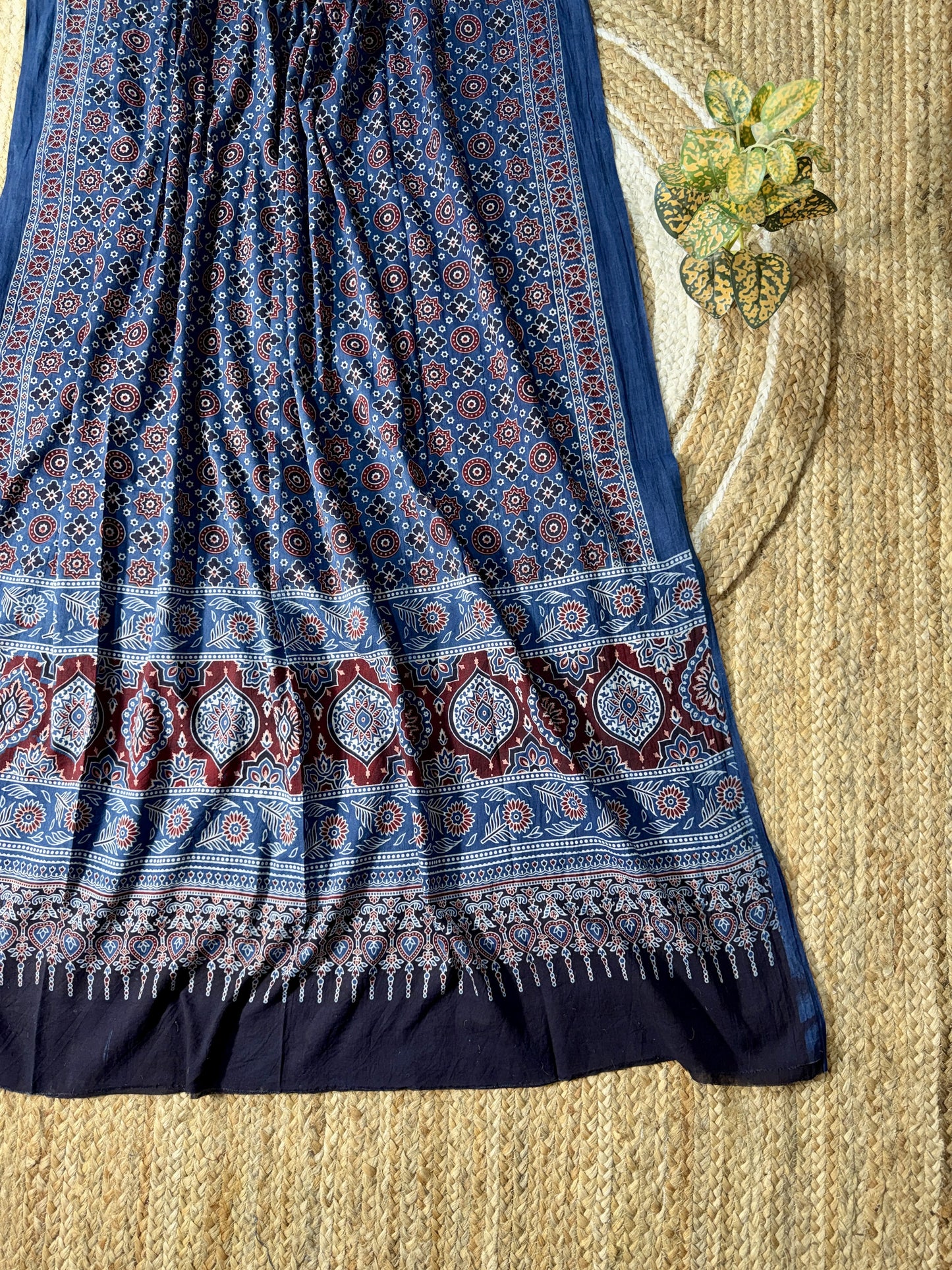 Indigo Floral Mul Cotton Dupatta