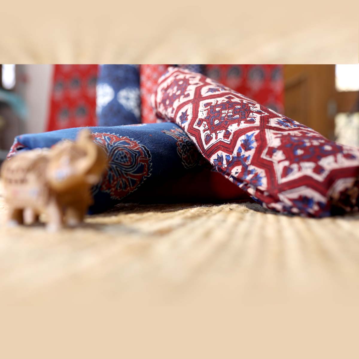 Ajrakh Hand Block Print Cotton Fabric