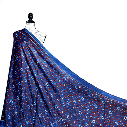 Indigo Ajrakh Modal Silk Saree